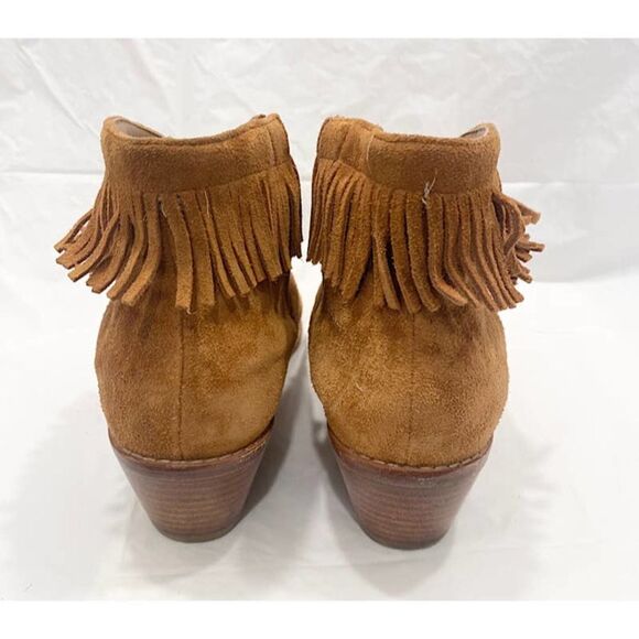 JOIE Makena Suede Fringe Ankle Boots Booties Shoe Camel Tan Sz 37.5/6 US - Picture 6 of 7